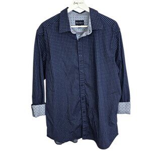 Robert Graham Men's Geometric Long Sleeve Button Down Shirt, Flip Cuff, Blue, XL
